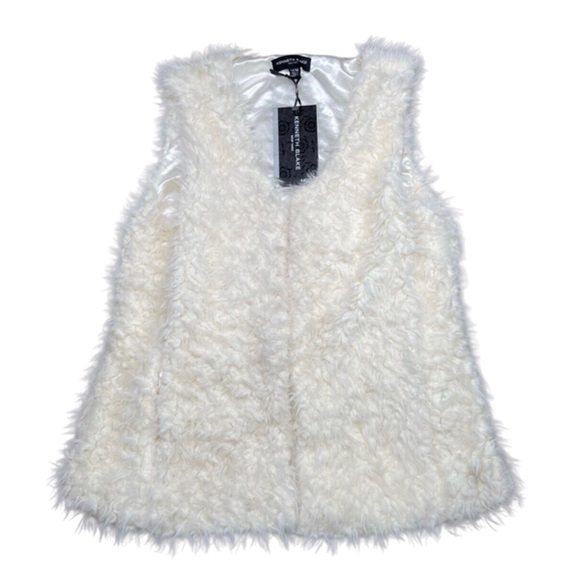 NWT KENNETH BLAKE Faux Fur Shearling Vest Jacket Size S - Picture 2 of 9